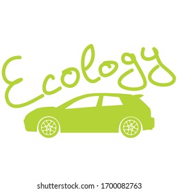 Green symbol for an eco-friendly car