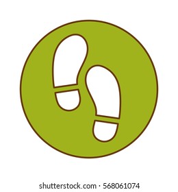 Green symbol footprints button icon design, vector illustration