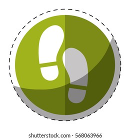 Green symbol footprints button icon design, vector illustration