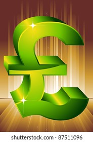 Green symbol of pound. A vector illustration.
