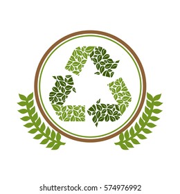 green symbol recycle reuse reduce icon, vector illustration