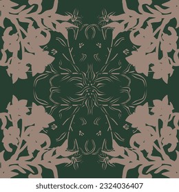 Green Symmetric Floral seamless pattern design for fashion textiles and graphics