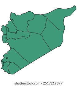 Green Syria Simple map with states border outline vector