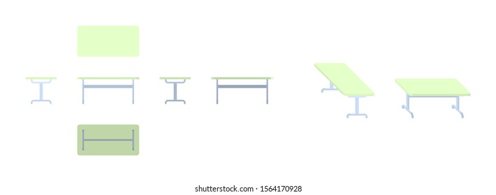 green table from different angles isometric flat