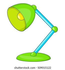 Green table lamp icon. Cartoon illustration of lamp vector icon for web design