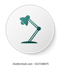 Green Table lamp icon isolated on white background. Table office lamp. Green circle button. Vector Illustration