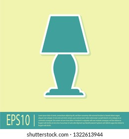 Green Table lamp icon isolated on yellow background. Vector Illustration