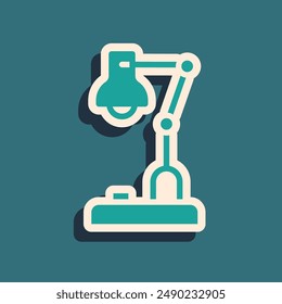 Green Table lamp icon isolated on green background. Long shadow style. Vector