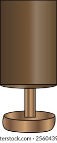 A green table lamp with a stand that created by  wood material. 