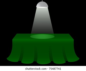 Green table lighted from the roof