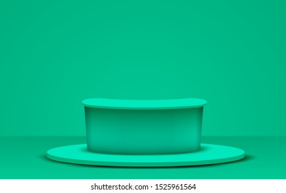 green table in the green studio room