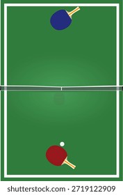 Campo de tenis de mesa verde. Ilustración vectorial