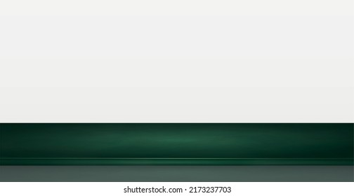 Green table top on white panoramic background, promotional web template - Vector illustration