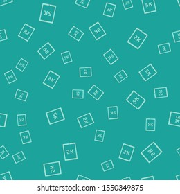 Green Tablet with text 5k icon isolated seamless pattern on green background.  Vector Illustration