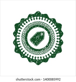 Green tag icon inside rubber texture