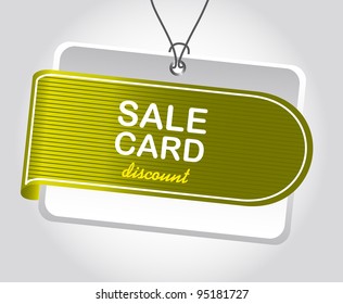 green tag over silver background, sale card. vector illustration