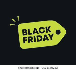 Green tag promo vector. Black Friday sale design.
