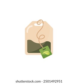 Green tagged teabags with string vector icon, Tea bag icon for apps and web