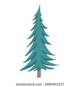 Pino verde alto, planta perenne del parque, del bosque o de la Ilustración vectorial del jardín