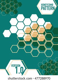 Green and tan honey comb pattern over green background