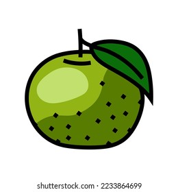 green tangerine leaf color icon vector. green tangerine leaf sign. isolated symbol illustration