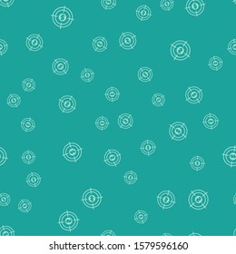 Green Target with dollar symbol icon isolated seamless pattern on green background. Investment target icon. Successful business concept. Cash or Money.  Vector Illustration