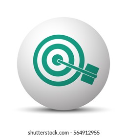 Green Target icon on white sphere