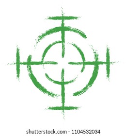 A green target on an isolated white background. Vector element, sight. Illustration, icon for your design.