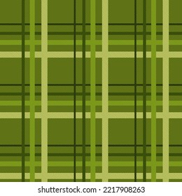 Green tartan pixel check plaid seamless pattern