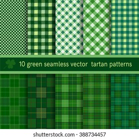 Green tartan plaid pattern seamless collection.