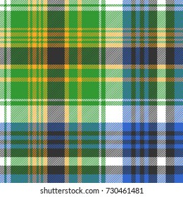 Green tartan seamless fabric texture. Vector illustration.
