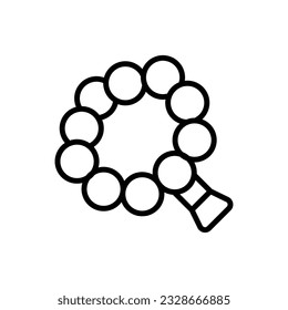 Green Tasbih Outline Icon Vector Illustration
