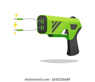 Green taser stun gun vector isolated on white background.