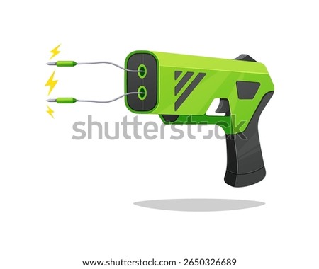Green taser stun gun vector isolated on white background.