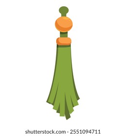 Green tassel with orange details hanging, suitable for various decorative purposes