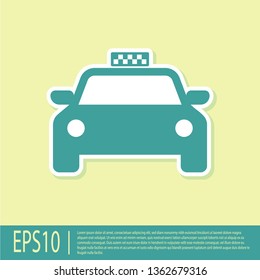 Green Taxi car icon isolated on yellow background. Vector Illustration