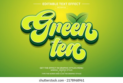 Plantilla de efecto de texto editable 3D de té verde