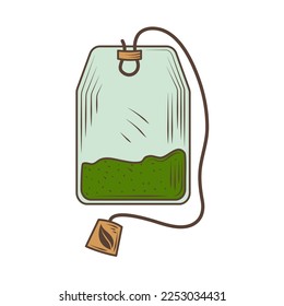 green tea bag icon isolated