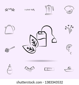 Green, tea bag icon. Universal set of tea for website design and development, app development