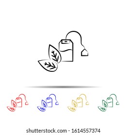 Green, tea bag multi color style icon. Simple thin line, outline vector of tea icons for ui and ux, website or mobile application