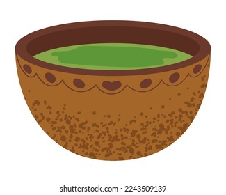 green tea in bowl icon isolated