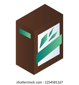Green tea box icon. Isometric of green tea box vector icon for web design isolated on white background