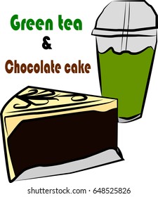 green tea and chocolate cake