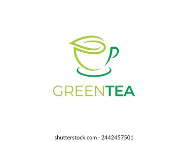 green tea or coffee cup logo. leaf nature drink, restaurant, cafe symbol design