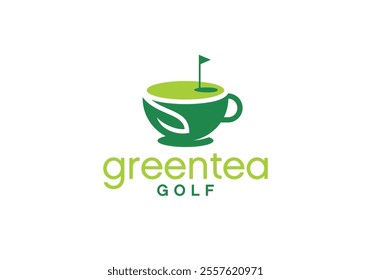 green tea or coffee logo. golf sport nature drink, restaurant, cafe symbol vector design