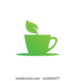 Green tea green coffee natural herb organic health logo or icon design template