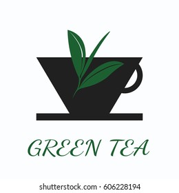 Green tea concept by use three colors and ground white.