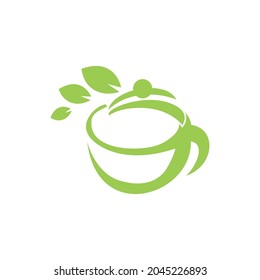 green tea cup abstract logo icon flat concept vector graphic design
