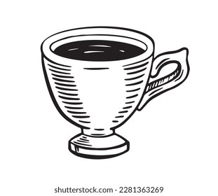  Green Tea Cup, hand drawn, drawing isolated on white