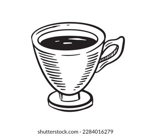  Green Tea Cup, hand drawn, drawing isolated on white